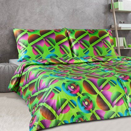 Povlečení Veba APOLLO Geometrie zelená (Velikost 135x200 cm + 70x90 cm)