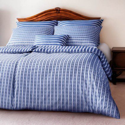 Povlečení Veba GEON Granny pruhy se vzorem modrobílá (Velikost 240x220 cm + 2x 70x90 cm)