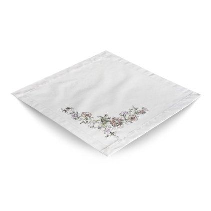Ubrus Veba GARBO Roses obálkový lem bílá s nešpinivou úpravou (Velikost 2x 40x40 cm + 1x 140x180 cm)